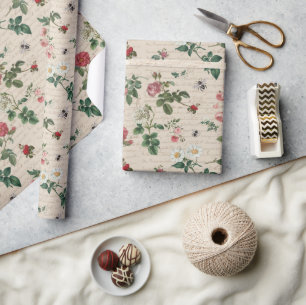 Papier Cadeau Jardin Floral Botanique de Roses Anciennes