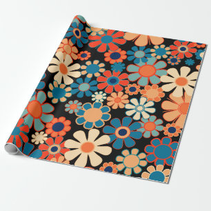 Papier Cadeau Jardin Floral Retro Gras Fleurs Vintages sans cout
