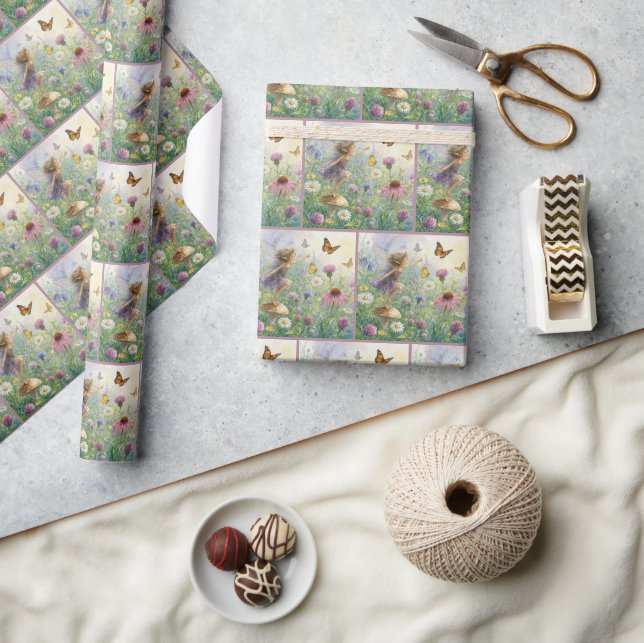 Papier Cadeau Jardin lutin avec papillons (Artisanat)