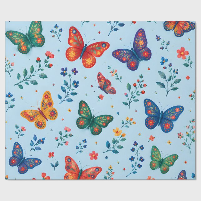 Papier Cadeau Jardin Papillon – Papillon Floral Co (Plat)