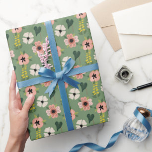 Papier Cadeau Jardin Rétro en Fleur