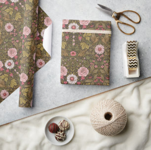 Papier Cadeau Jardin sauvage sur café brun