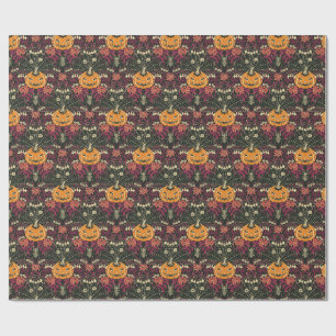 Papier Cadeau Jardin surréaliste d'Halloween Gothique Citrouille