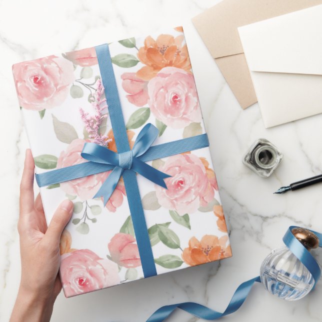 Papier Cadeau Jardin Teinté de Pêche (Cadeaux)