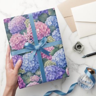 Papier Cadeau Jardins de Hortensias en Fleurs Luxuriants