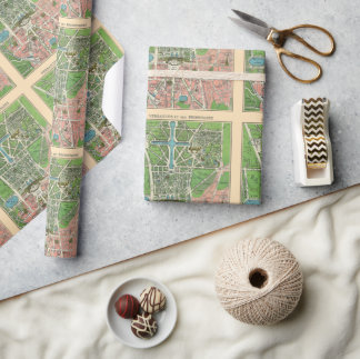 Papier Cadeau Jardins de Versailles, Restauré Vintage 1920