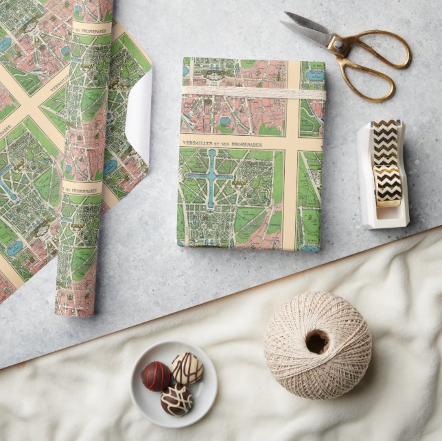 Papier Cadeau Jardins de Versailles, Restauré Vintage 1920 (Artisanat)