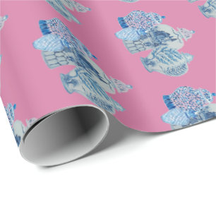 Papier Cadeau Jarres de gingembre bleu et blanc peintes à la ma