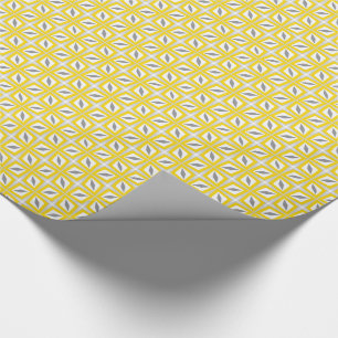 Papier Cadeau Jaune abstrait et gris de motif de feuille de
