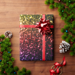 Papier Cadeau Jaune arc-en-ciel rouge violet faux paillettes sci