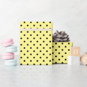 Papier Cadeau Jaune Beurre et Points Noirs