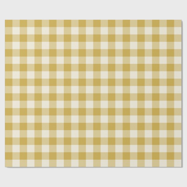 Papier Cadeau Jaune Beurre Gingham Carreauté Classique (Plat)