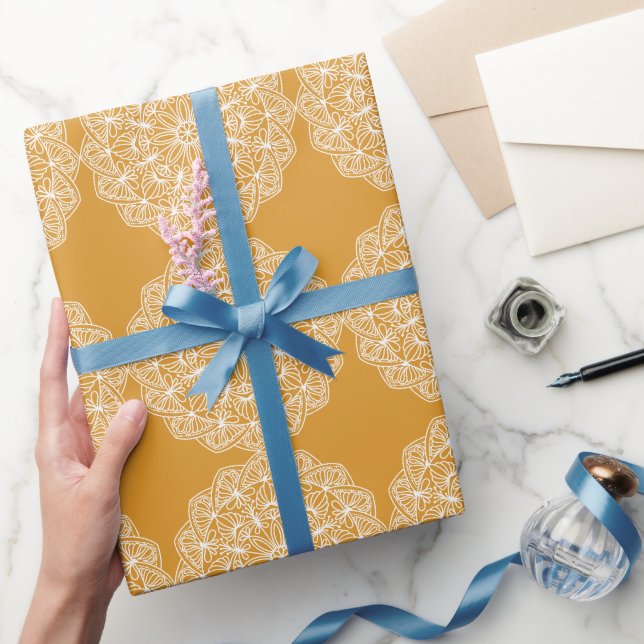 Papier Cadeau Jaune blanc Jaune moderne   (Cadeaux)