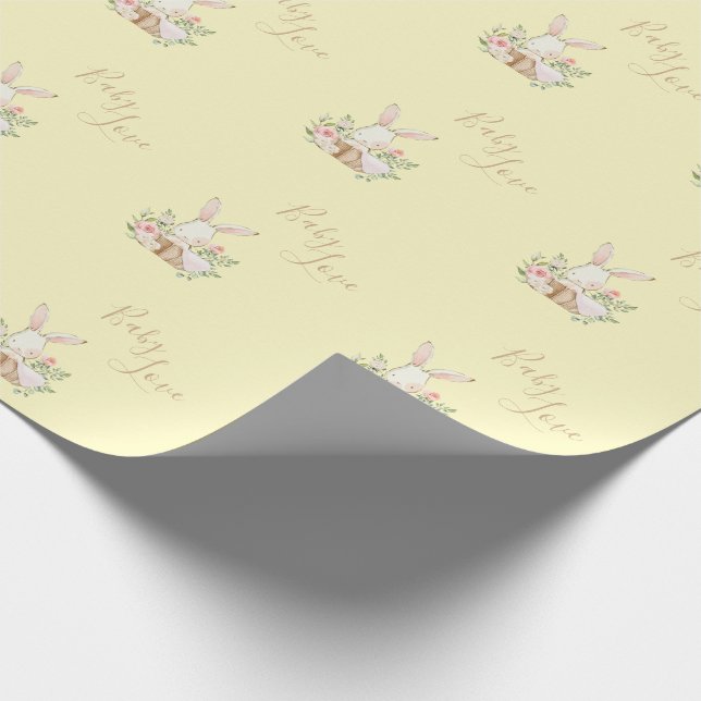 Papier Cadeau Jaune Brown Script joli Baby shower enveloppé (Coin)