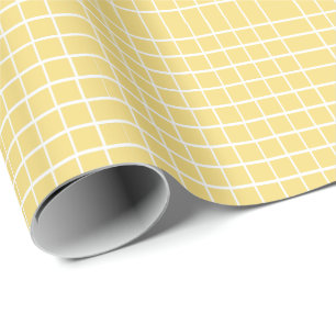 Papier Cadeau Jaune Carreaux Moderne Minimaliste