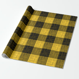Papier Cadeau Jaune Croix à carreaux noirs Buffalo Check