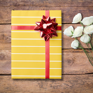 Papier Cadeau Jaune de banane blanc mince rayé horizontalement