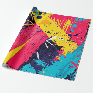 Papier Cadeau Jaune Électrique Magenta Urbaine Grunge Demi-teint