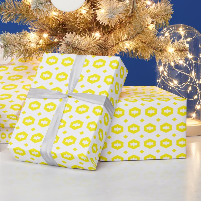 Papier Cadeau Jaune et blanc : Géométriana (Vacances)