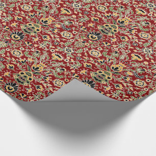 Papier Cadeau Jaune folklorique de broderie, vert, noir sur