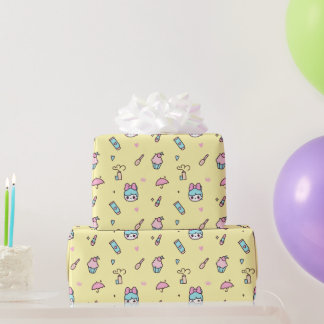 Papier Cadeau Jaune Kawaii Pastel Doux