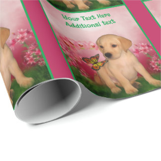 Papier Cadeau Jaune Lab Chien Chien Chien Chien Art Personnalisé