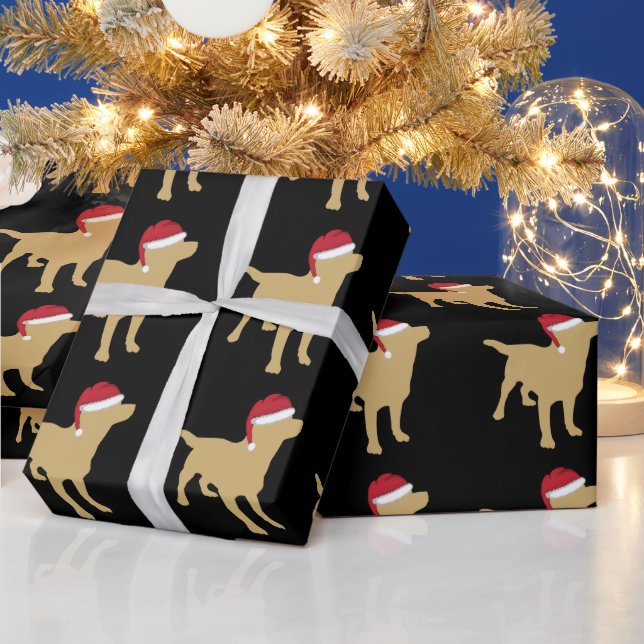 Papier Cadeau Jaune Labrador Retriever À Santa Hat Christmas (Vacances)