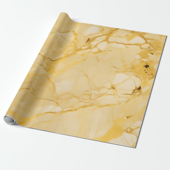 Papier Cadeau Jaune marbre (Déroulé)