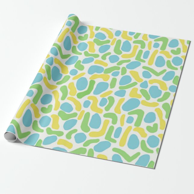 Papier Cadeau Jaune moderne, vert citron vert et bleu bébé Abstr (Déroulé)