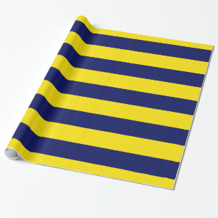 Papier Cadeau Jaune, motif rayures XL bleu marine V