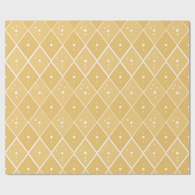 Papier Cadeau Jaune Moutarde Diamant Moderne Scandinave  (Plat)