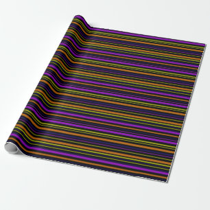Papier Cadeau Jaune Orange Bleu Violet et Rayures Noires