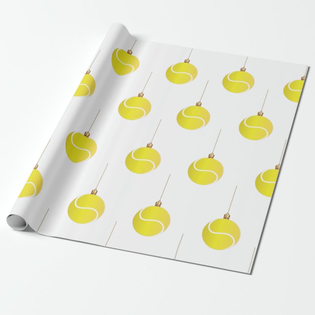 Papier Cadeau Jaune Tennis Ball Ornement Noël Thème Sports (Déroulé)