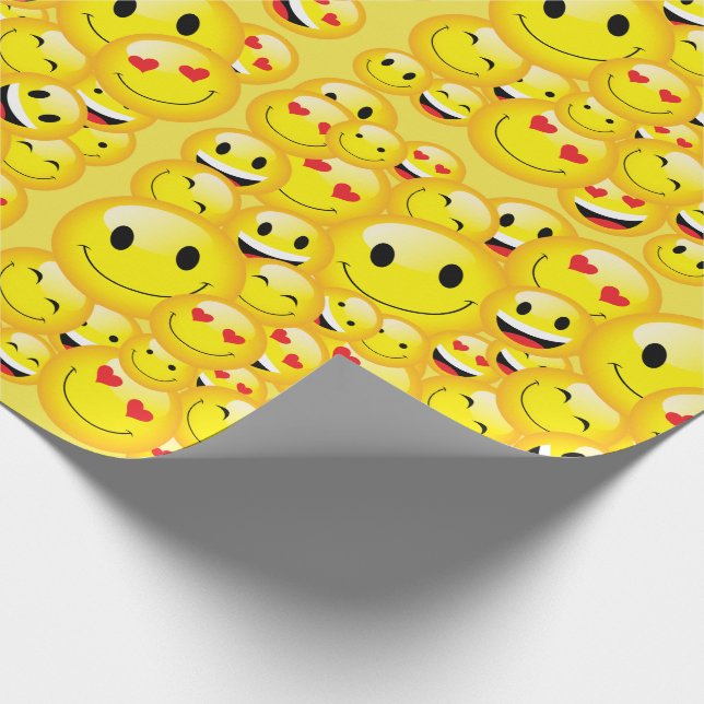 Papier Cadeau Jaune Visage Joyeux Anniversaire Emoji Party (Coin)