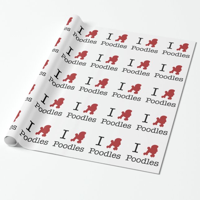 Papier Cadeau Je Coeurs Les Poodles (Déroulé)