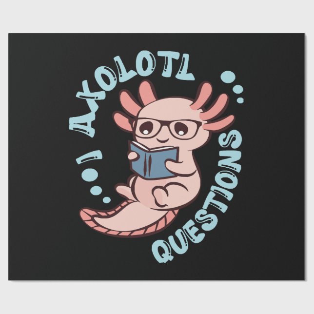 Papier Cadeau Je me pose des questions sur l'Axolotl (Plat)