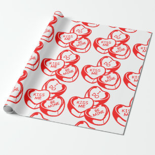 Papier Cadeau Je ne m'embrasse pas être à moi Saint Valentin