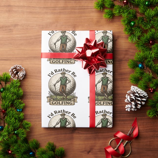 Papier Cadeau Je préférerais jouer au golf  (Cadeau de vacances)