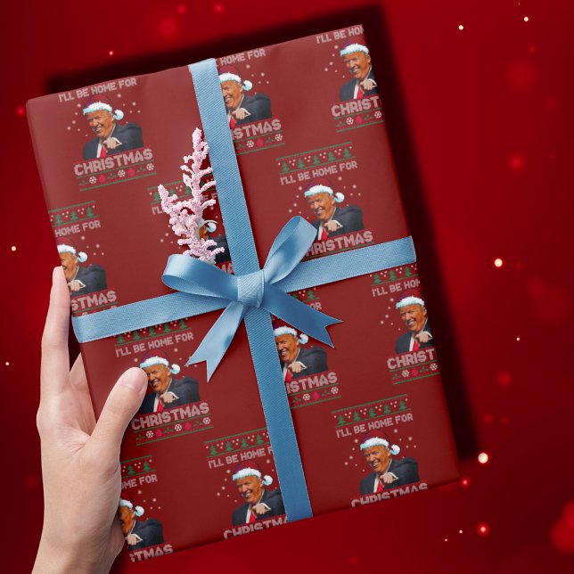 Papier Cadeau Je serai à la maison pour Noël (Créateur téléchargé)