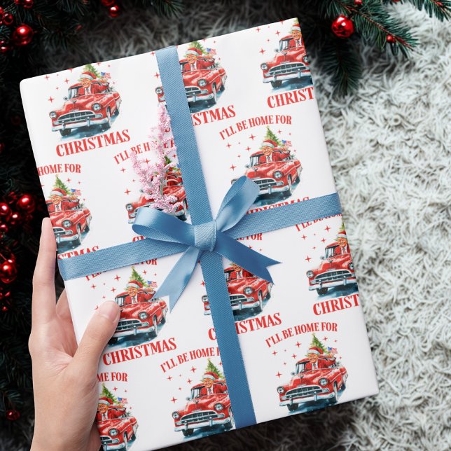 Papier Cadeau Je serai à la maison pour Noël (Créateur téléchargé)