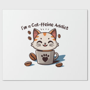 Papier Cadeau Je suis accro à la Cat-fféine