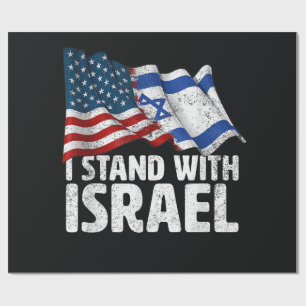 Papier Cadeau Je suis avec Israël Drapeau américain USA