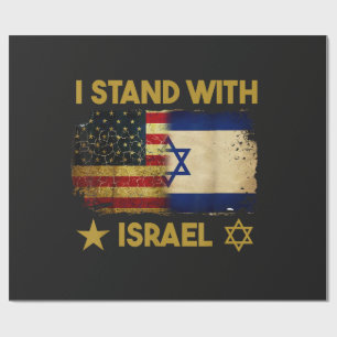 Papier Cadeau Je suis avec Israël Drapeau Amérique