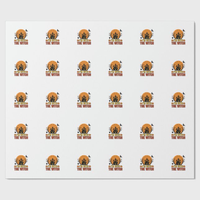 Papier Cadeau Je Suis Avec La Sorcière Design De Château Hallowe (Plat)