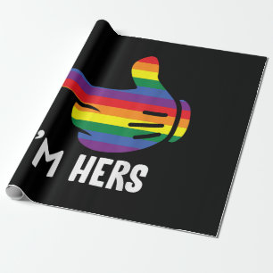 Papier Cadeau Je suis Hers Rainbow Lesbian Couple Funny LGBT Pri