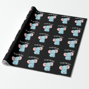 Papier Cadeau Je suis l'oreille pour vous Éléphant drôle Pun BG