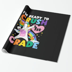Papier Cadeau Je suis prêt à écraser 1ère année Unicorne Coeur 1