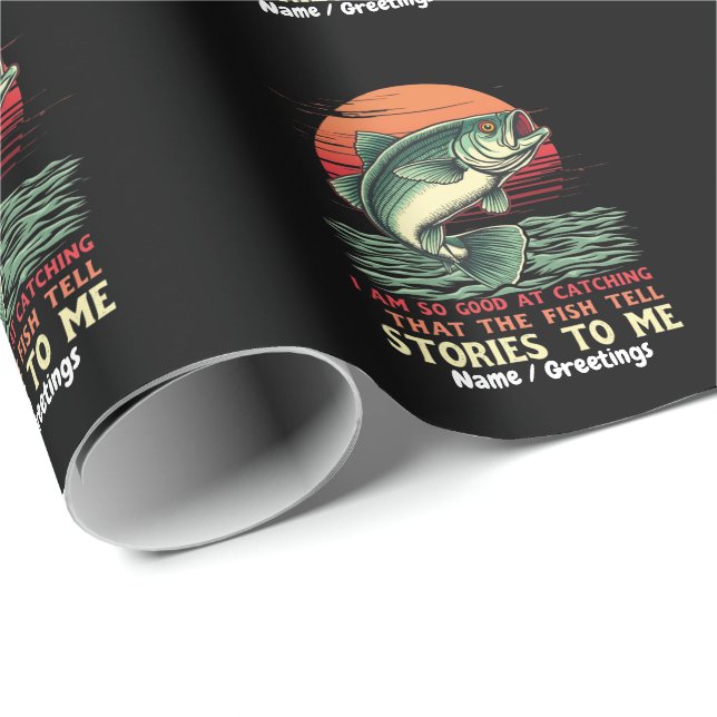 Papier Cadeau Je suis si doué pour attraper des poissons (Coin rond)