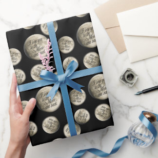 Papier Cadeau Je t'aime à la lune et le dos lunaire réaliste