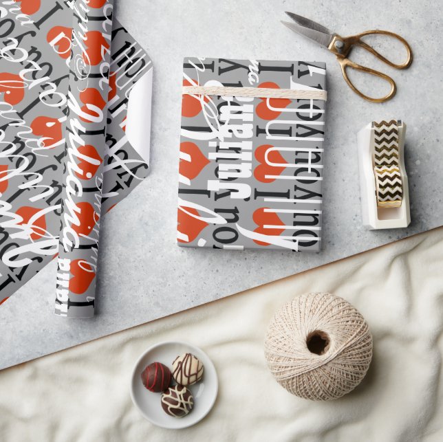 Papier Cadeau Je t'aime. crée ton propre nom (Artisanat)